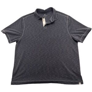 Rainforest Polo Charcoal Gray Heathered Modal Blend Men's Large Contrast Stitch